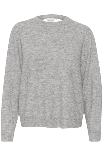 KAFFE KAmalene Open Back Pullover Damen Strickpullover Rückenfrei Pulli Oberteile Tops Knit Sweater V Ausschnitt Grey Melange L von KAFFE