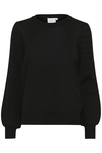 KAFFE KAnanna Damen Strickpullover Elegant Herbst Winter Warm Pullover Rundhals Pulli Einfarbig Black Deep M von KAFFE