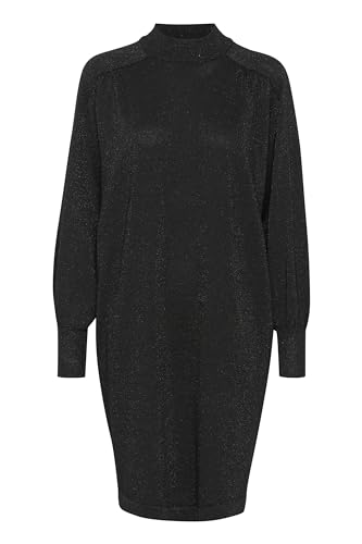 KAFFE KAregina Lurex Knit Dress Dammen Strickkleid Glitzer Rundhals Elegant Langarm Kleid Pulloverkleid Black Deep L von KAFFE