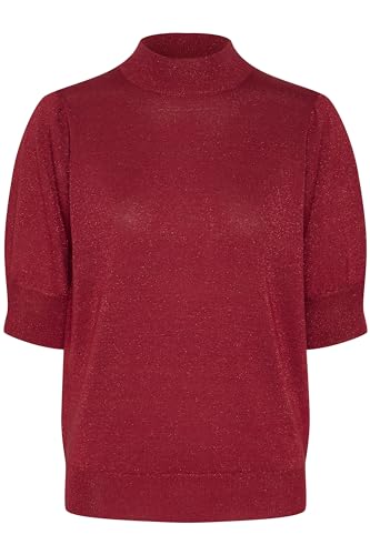 KAFFE Strickpullover KAregina Damen Strickpullover Glitzer Pullover Kurzarm Rollkragenpullover Pulli Sun-Dried Tomato L von KAFFE