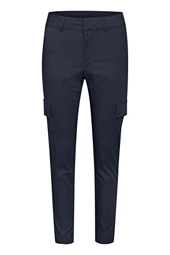 KAFFE Casual Hose Kalea Damen Hose 7/8 Cargo Casual Slim Fit Cargohose aAfgesetzten Taschen 42, Midnight Marine 42 von KAFFE