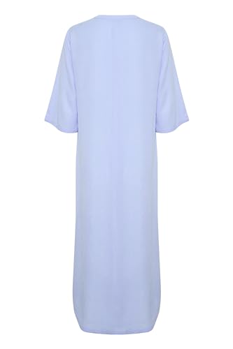 KAFFE Kleid Kamilia Damen Kleid Freizeit Lose T-Shirt Sommerkleid Lang Einfarbig V-Ausschnitt Kurzarm Freizeitkleider Windsurfer 38 von KAFFE