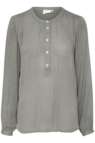 KAFFE Langarm-Bluse Karla Damen Bluse Amber Langarm Shirt Elegant V Ausschnitt Henley Stil 40, Smoked Pearl von KAFFE