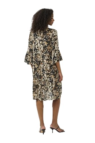 KAFFE Kleid KAhera Damen Kleid 3/4 Arm Knielang Print Elegant Freizeitkleid 40, Leopard Print 40 von KAFFE