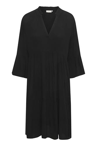 KAFFE Kleid KAmarianah Damen Kleid 3/4 Arm A-Linie Freizeitkleid Rüschenkleid 42, Black Deep 42 von KAFFE