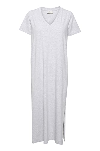 KAFFE Kleid KAmily Damen Jersey Kleid 7/8 Lang Kurzarm Sommerkleid V-Ausschnitt Light Grey Melange M von KAFFE