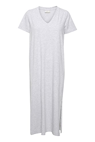 KAFFE Kleid KAmily Damen Jersey Kleid 7/8 Lang Kurzarm Sommerkleid V-Ausschnitt M, Light Grey Melange von KAFFE