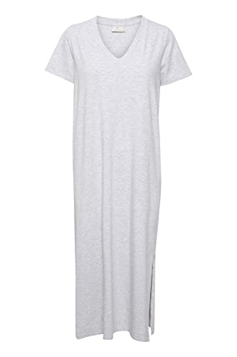 KAFFE Kleid KAmily Damen Jersey Kleid 7/8 Lang Kurzarm Sommerkleid V-Ausschnitt Light Grey Melange L von KAFFE