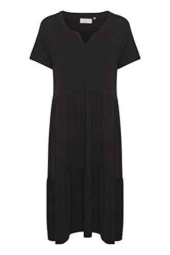 KAFFE Kleid KApetra Damen Kleid Knielang Kurzarm V-Ausschnitt Sommerkleid Casual Freizeitkleid Black deep S von KAFFE