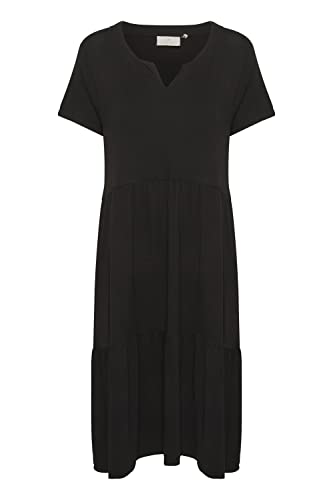 KAFFE Kleid KApetra Damen Kleid Knielang Kurzarm V-Ausschnitt Sommerkleid Casual Freizeitkleid S, Black deep S von KAFFE
