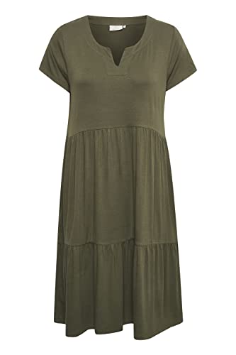 KAFFE Kleid KApetra Damen Kleid Knielang Kurzarm V-Ausschnitt Sommerkleid Casual Freizeitkleid Grape Leaf M von KAFFE