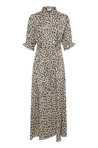 KAFFE Kleid KAvelana Damen Kleid Kurzarm Maxi Casual Elegant Print Maxikleid 34, Black/White Abstract Print 34 von KAFFE