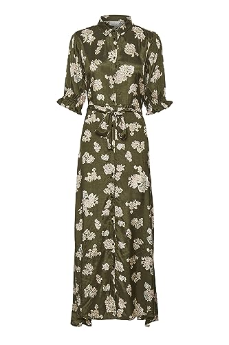 KAFFE Kleid KAvelana Damen Kleid Kurzarm Maxi Casual Elegant Print Maxikleid 46, Grape Leaf 46 von KAFFE