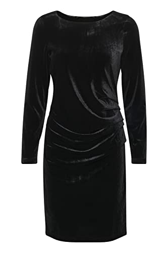 KAFFE Kleid Kelly Damen Kleid Samt Rundhals Langarm Cocktail Abendkleid Samtkleid Black Deep S von KAFFE