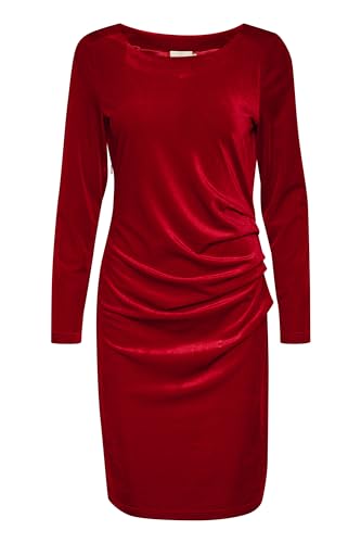 KAFFE Kleid Kelly Damen Kleid Samt Rundhals Langarm Cocktail Abendkleid Samtkleid Haute Red M von KAFFE