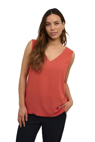 KAFFE Kurzarm-Bluse Kamilia Damen Tank top Ärmellos V-Ausschnitt Oberteile Blusen Sommer Casual Lose Shirt Cayenne 34 von KAFFE