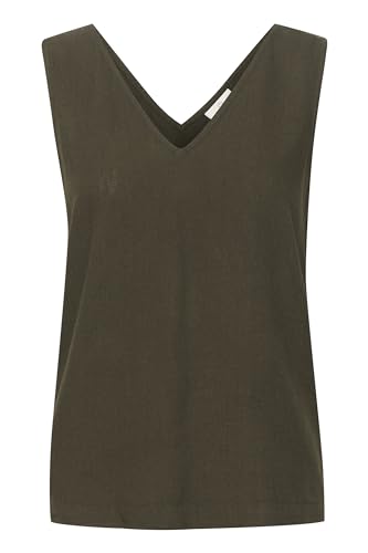 KAFFE Kurzarm-Bluse Kamilia Damen Tank top Ärmellos V-Ausschnitt Oberteile Blusen Sommer Casual Lose Shirt Forest Night 44 von KAFFE