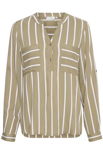 KAFFE Langarm-Bluse KAbabara 40, Green Mermaid/Chalk Stripe 40 von KAFFE
