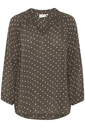 KAFFE Langarm-Bluse KAbabett 42, Major Brown/Chalk Dot 42 von KAFFE