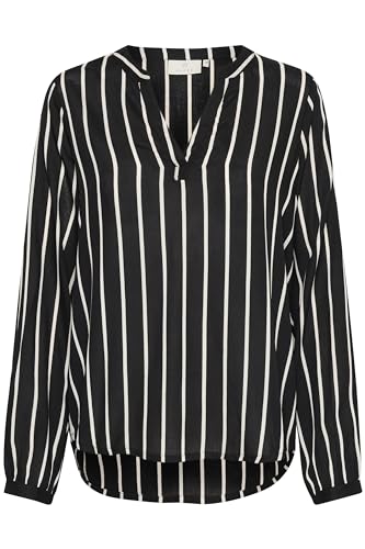 KAFFE Langarm-Bluse KAbeathe 38, Black/Chalk Stripe von KAFFE