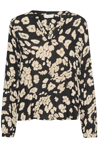 KAFFE Langarm-Bluse KAbeathe 44, Black/Sand Leo Print von KAFFE