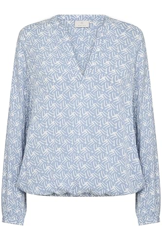 KAFFE Langarm-Bluse KAditte Bluse Damen Langarm V Ausschnitt Damen Oberteil Print 40, Blue/Moonstruck Print 40 von KAFFE