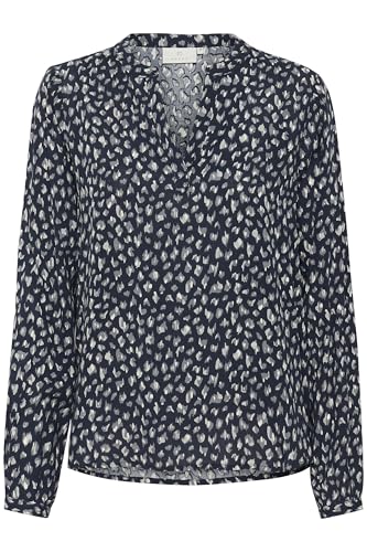 KAFFE Langarm-Bluse KAjalie Damen Bluse Langarm V-Ausschnitt Print Oberteil Blue Graphic Dots 38 von KAFFE