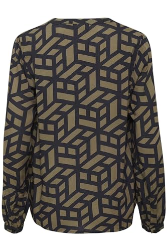 KAFFE Langarm-Bluse KAjalie Damen Bluse Langarm V-Ausschnitt Print Oberteil 40, Fallen Rock/Black Graphic Line von KAFFE