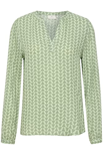 KAFFE Langarm-Bluse KAjalie Damen Bluse Langarm V-Ausschnitt Print Oberteil Frosty Green Geometric Print 36 von KAFFE