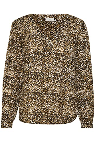 KAFFE Langarm-Bluse KAjanet Damen Bluse Langarm V-Ausschnitt Casual Print Shirt Leopard Animal Print 38 von KAFFE