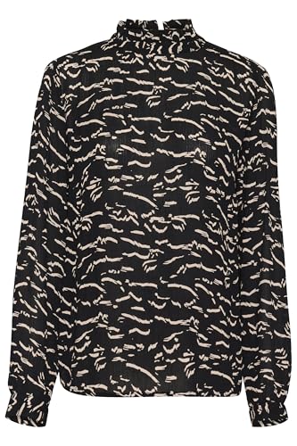 KAFFE Langarm-Bluse KAluna 40, Black/Beige Abstract Print 40 von KAFFE
