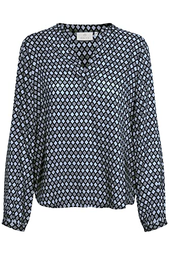 KAFFE Langarm-Bluse KAsary Damen Bluse V-Auschnitt Langarm mit Geometrisches Muster 34, Midnight Marine von KAFFE
