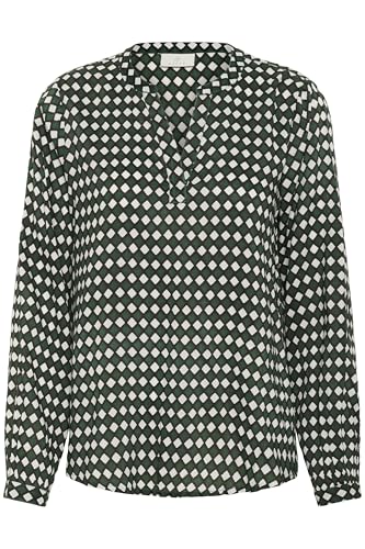 KAFFE Langarm-Bluse KAsary Damen Bluse V-Auschnitt Langarm mit Geometrisches Muster 36, Dark Green -Diamond Print von KAFFE