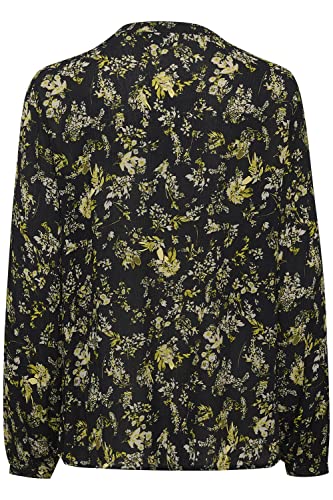 KAFFE Langarm-Bluse KAsella Damen Bluse V-Ausschnitt Langarm Print Shirt Black/Yellow/Lime Flower Print 38 von KAFFE