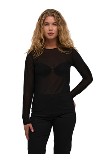 KAFFE Langarm-Bluse KAsolla Damen Bluse Transparent Langarm Shirt Mesh Durchsichtige Party Tunika Tops Black Deep S von KAFFE