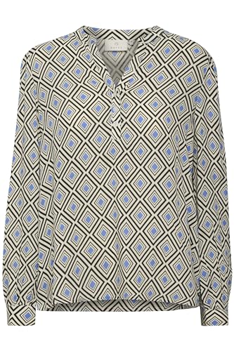KAFFE Langarm-Bluse KAsomia Damen Bluse Langarm V-Ausschnitt Mit Print 36, Graphic Black/Regatta Print von KAFFE