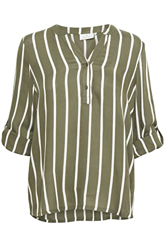 Kaffe Damen Women's Roll Up Shirt Long Sleeves V-Neck Blouse, Grape Leaf/Chalk, 38 von KAFFE