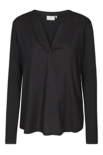 KAFFE Langarm-Bluse Kacalina Damen Bluse Langarm Casual Basic Shirt V-Ausschnitt 38, Black deep von KAFFE