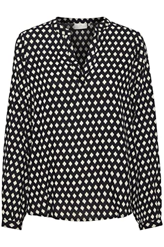 KAFFE Langarm-Bluse Kaleah Damen Bluse Langarm Shirt V-Ausschnitt 36, Black Square Print von KAFFE