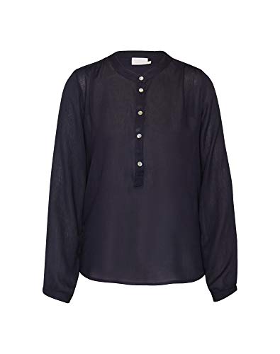 KAFFE Langarm-Bluse Karla Damen Bluse Amber Langarm Shirt Elegant V Ausschnitt Henley Stil Midnight Marine 40 von KAFFE