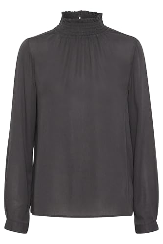 KAFFE Langarm-Bluse Trine Damen Bluse Stehkragen Langarm Elegant Shirt 42, Black Oyster 42 von KAFFE