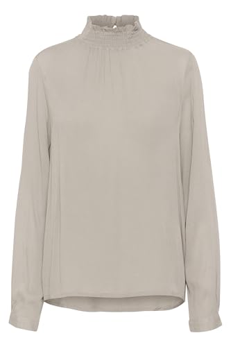 KAFFE Langarm-Bluse Trine Damen Bluse Stehkragen Langarm Elegant Shirt 38, Elephant Skin 38 von KAFFE