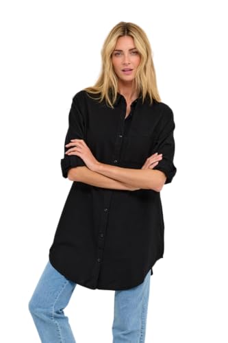 KAFFE Langarm - Hemd KAnaya Damen Hemd Langarm Kragen Lang Casual Hemdbluse Black Deep 36 von KAFFE