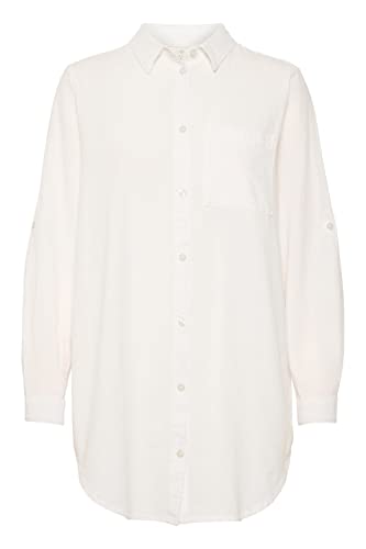 KAFFE Langarm - Hemd KAnaya Damen Hemd Langarm Kragen Lang Casual Hemdbluse 40, Chalk von KAFFE