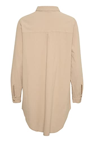 KAFFE Langarm - Hemd KAnaya Damen Hemd Langarm Kragen Lang Casual Hemdbluse Classic Sand 40 von KAFFE