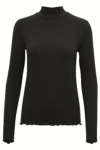 KAFFE Langarm-Shirt KAdrew Damen Langarmshirt Rollkragen Leichter Pullover Langarm Rollkragenpullover Black Deep M von KAFFE