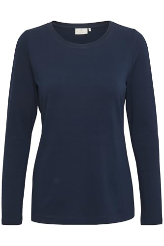KAFFE Langarm-Shirt KAyoko Damen Shirt Slim Fit Rundhals Langarmshirt Eng Jersey Langamr XL, Midnight Marine von KAFFE