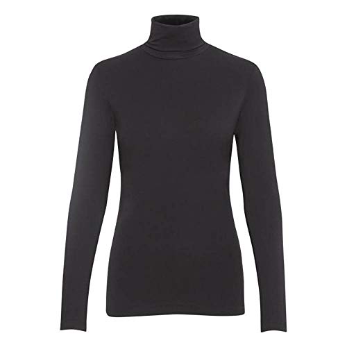 KAFFE Langarm-Shirt Yoko Damen Langarmshirt Rolllkragen Pullover Basic Slim Fit Top Black deep L von KAFFE