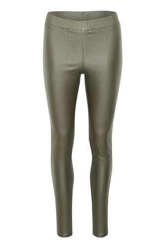 KAFFE Ada Coated Jeggings Damen Coated Leggings Slim Fit High Waist Kunstleder Hose Leder Look Forest Night 46 von KAFFE