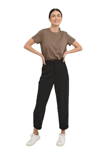 KAFFE Pants Suiting KAmerle Damen Hose High Waist 7/8 Damenhose Business Regular Fit 38, Black Deep 38 von KAFFE